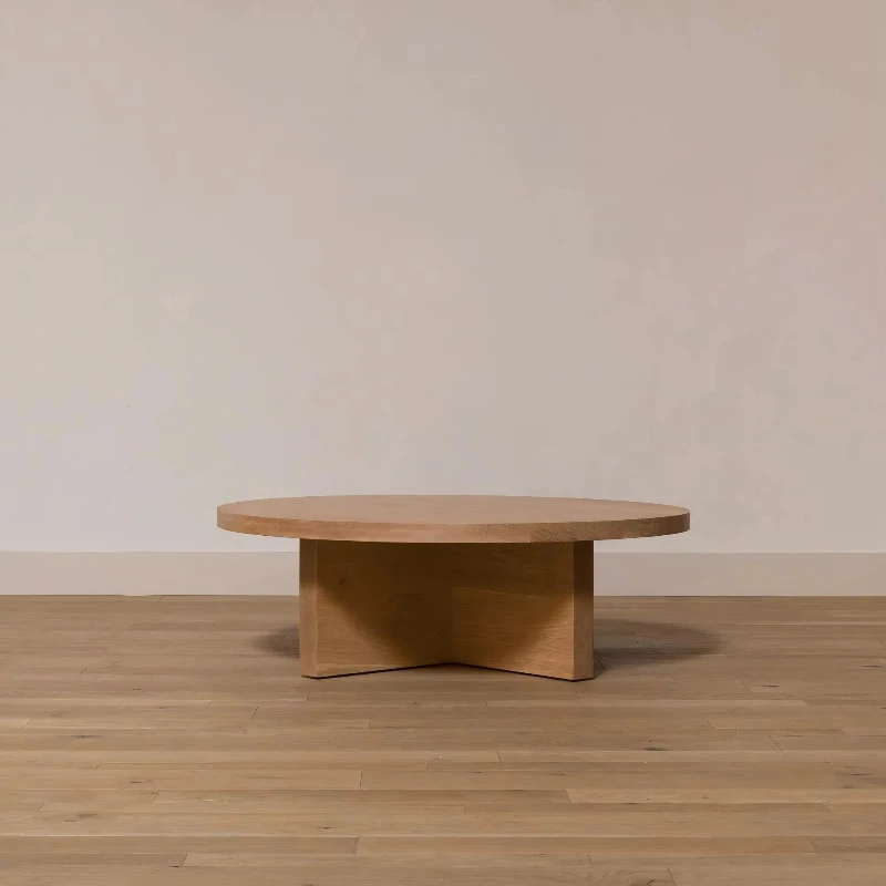 

Modern minimalist design round solid wood coffee table with unique living room basic hotel furniture