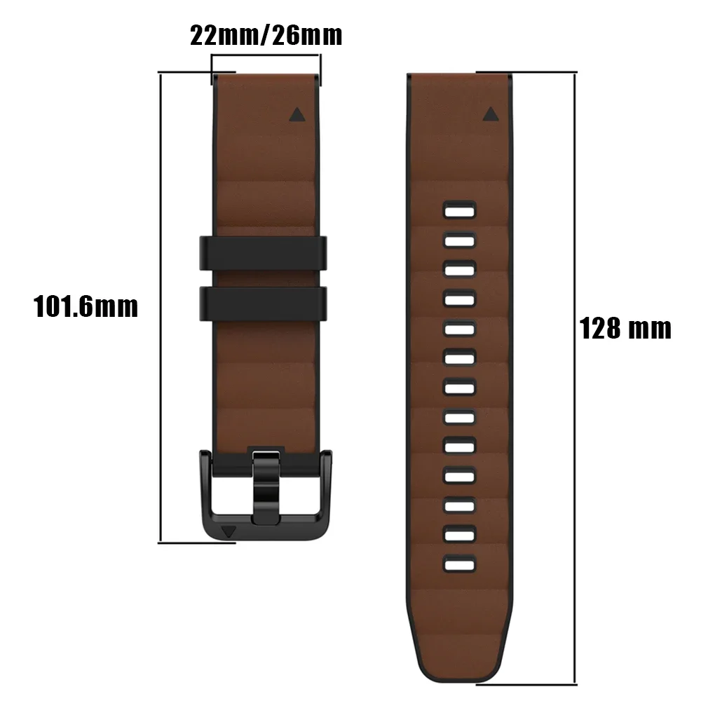 QuickFit 22 مللي متر/26 مللي متر حزام سيليكون جلدي لـ Garmin Fenix 8 Pro 7 7X Forerunner 970 965 إندورو 3 Epix Gen 2 Tactix 8 سوار معصم