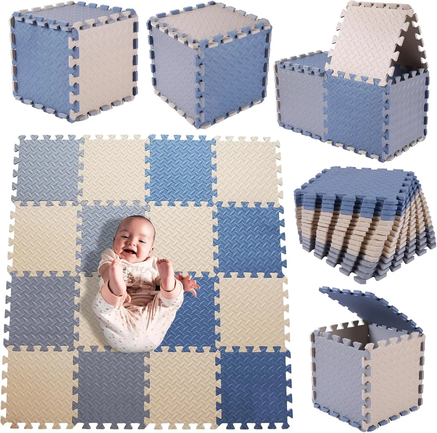 Play Mat for Babies 0-6 Months, Solid Colored Foam Baby Play Mat, Non-Toxic Interlocking Puzzle Floor Mats, 0.4