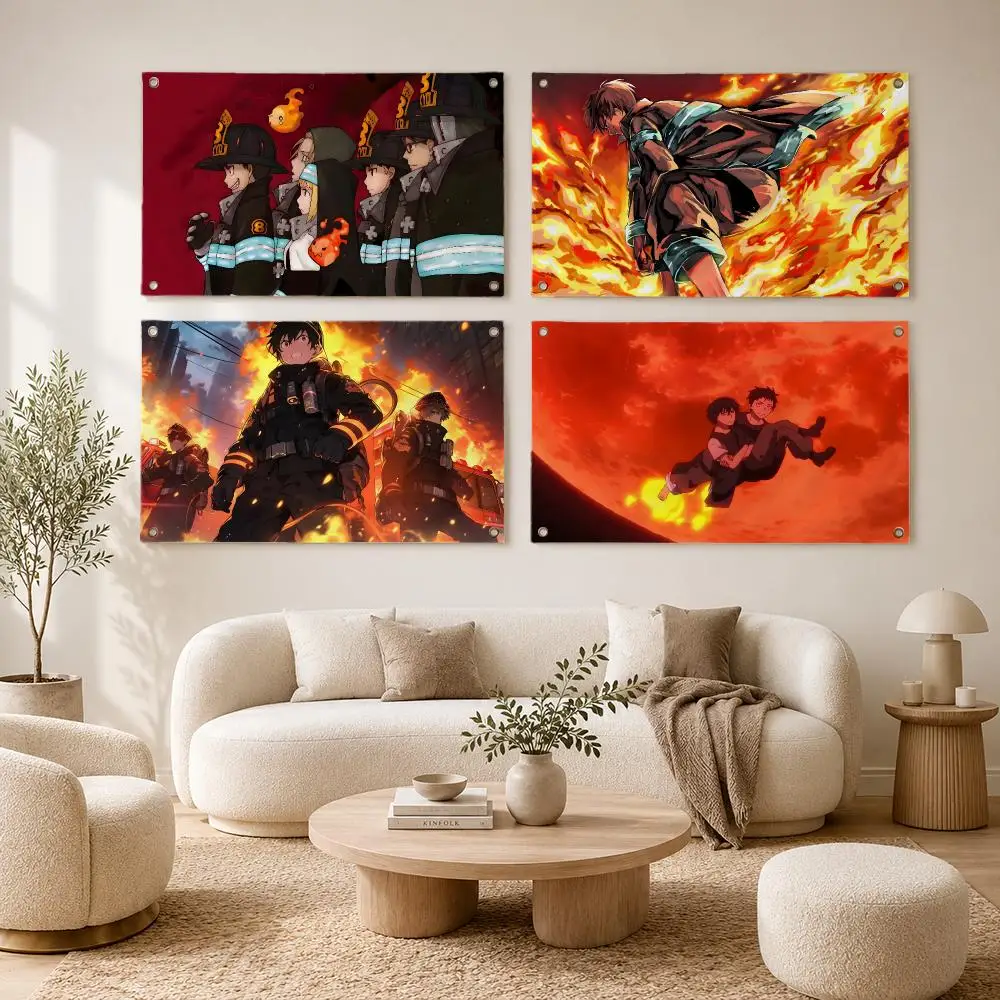 Flags flag For Decoration Outdoor Picnic Hanging Home Camping Party Banner F-Fire Force