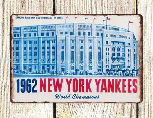 1962 baseball  vs  Scorecard metal tin sign