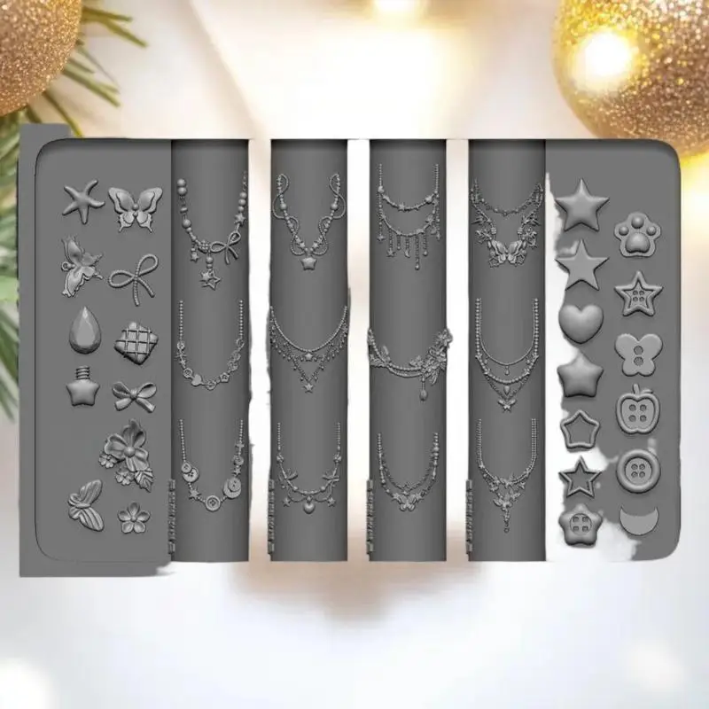 تصميمات سلسلة على شكل فيونكة وزهرة ونجوم - قالب أظافر سيليكون ثلاثي الأبعاد على شكل عظمة التنين لتزيين فن الأظافر بنفسك #3