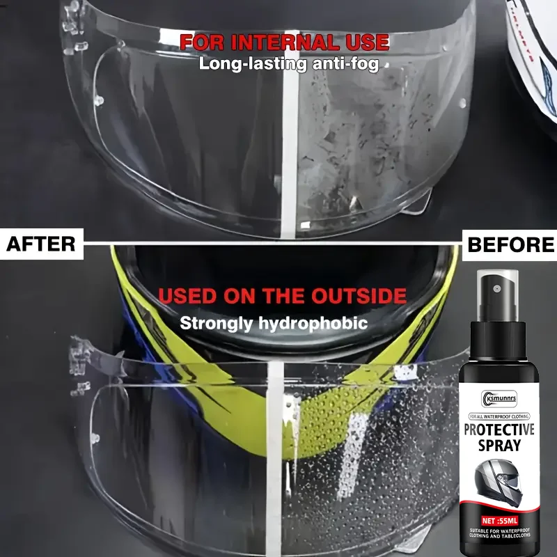 오토바이 헬멧 및 자동차 김서림 방지 스프레이: 내구성 있는 나노 코팅, 시야 확보, 모든 헬멧 및 차량에 적합