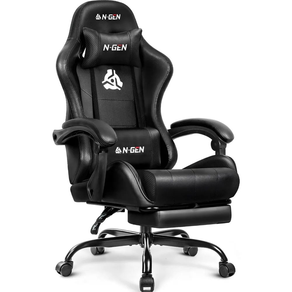 Cadeira Gamer com Apoio para os Pés e Suporte Lombar: Conforto de Encosto Alto para Uso Prolongado