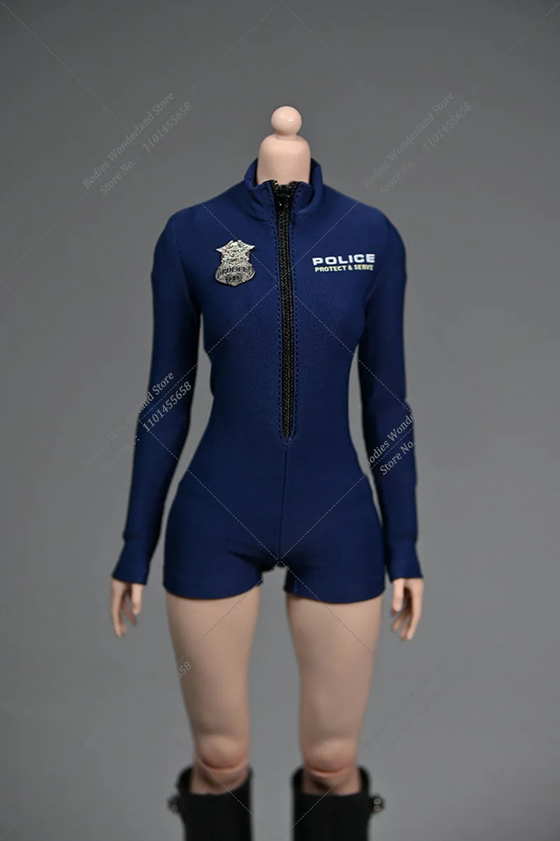 1/6 مقياس تأثيري ضابط الشرطة النسائية قطعة واحدة ضيقة ملابس السباحة حزام قبعة اكسسوارات ل 12 بوصة عمل الشكل دمية #6
