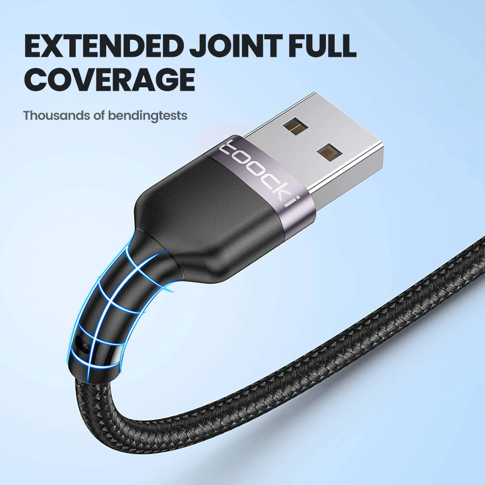 Toocki 3-in-1 USB Charging Cable Micro USB Type-C Cable for iPhone 14 13 for Samsung Huawei Xiaomi Mobile Phones Data Cords