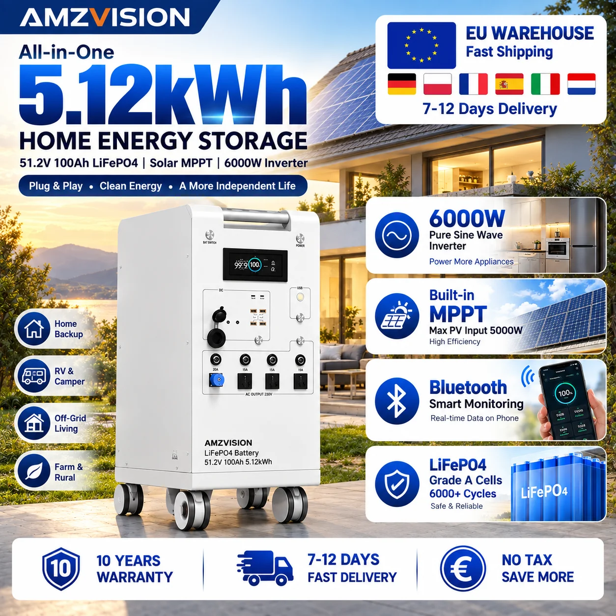 5000W Tragbare Powerstation LiFePO4 48V 100Ah 5Kwh 6000W …