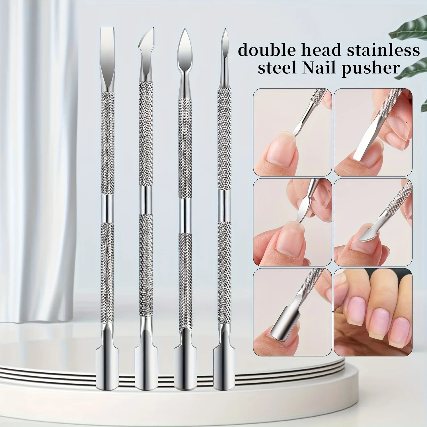 4Pcs Cuticle Pusher Set, Gel Nail Remover Tool, Professional Cuticle Trimmer, Dead Skin Remover, Manicure & Pedicure Tool
