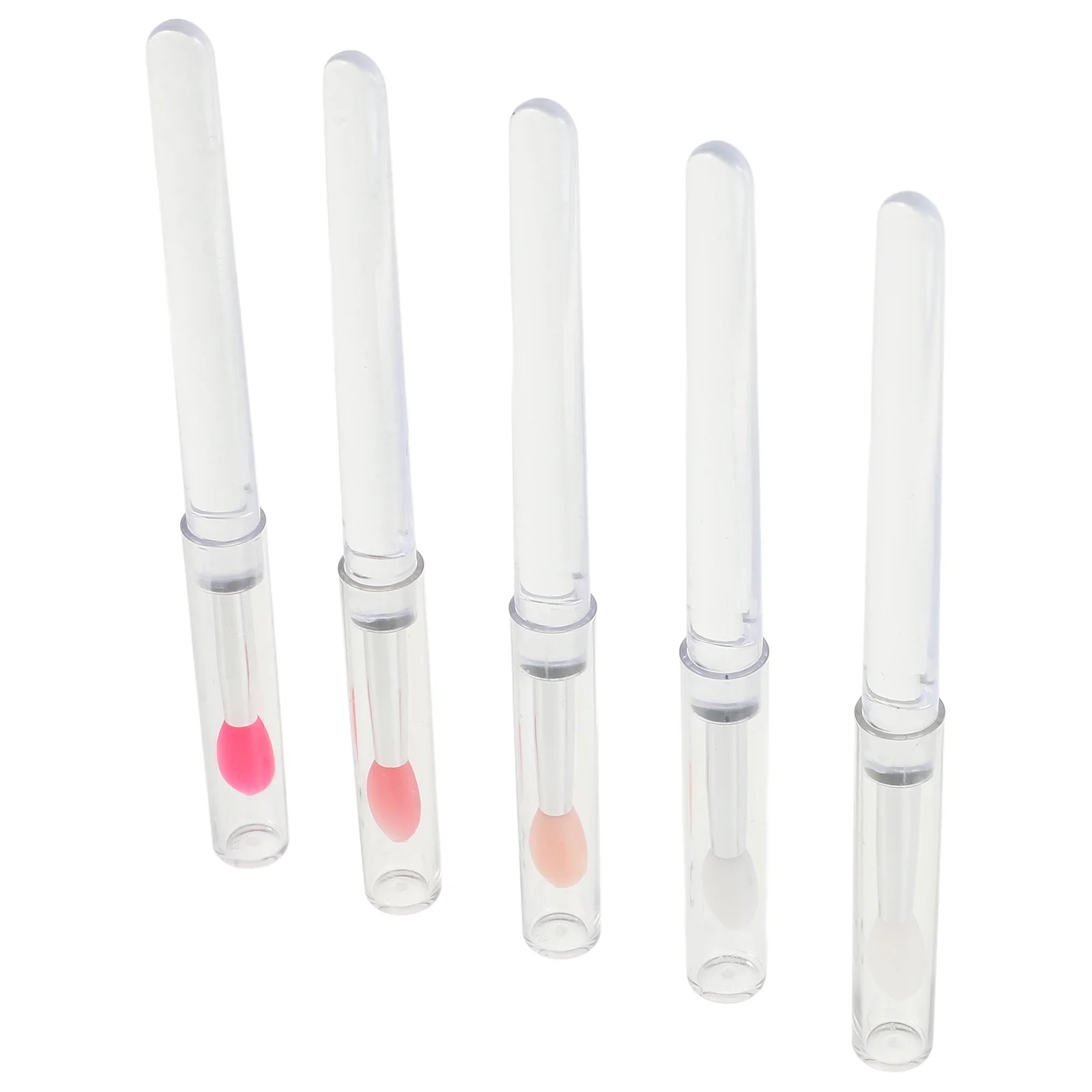 5 pçs kit de escova labial de silicone aplicador para brilho labial bálsamo máscara creme maquiagem portátil ferramenta de mistura para lábios e olhos