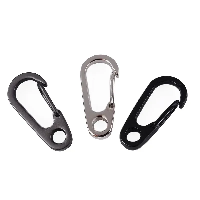 2pcs Mini D Shape Carabiner Camping Hiking Hook Hanging Buckle D-Ring Keychain Parachute Cord Flashlight Spring Clips EDC Tools