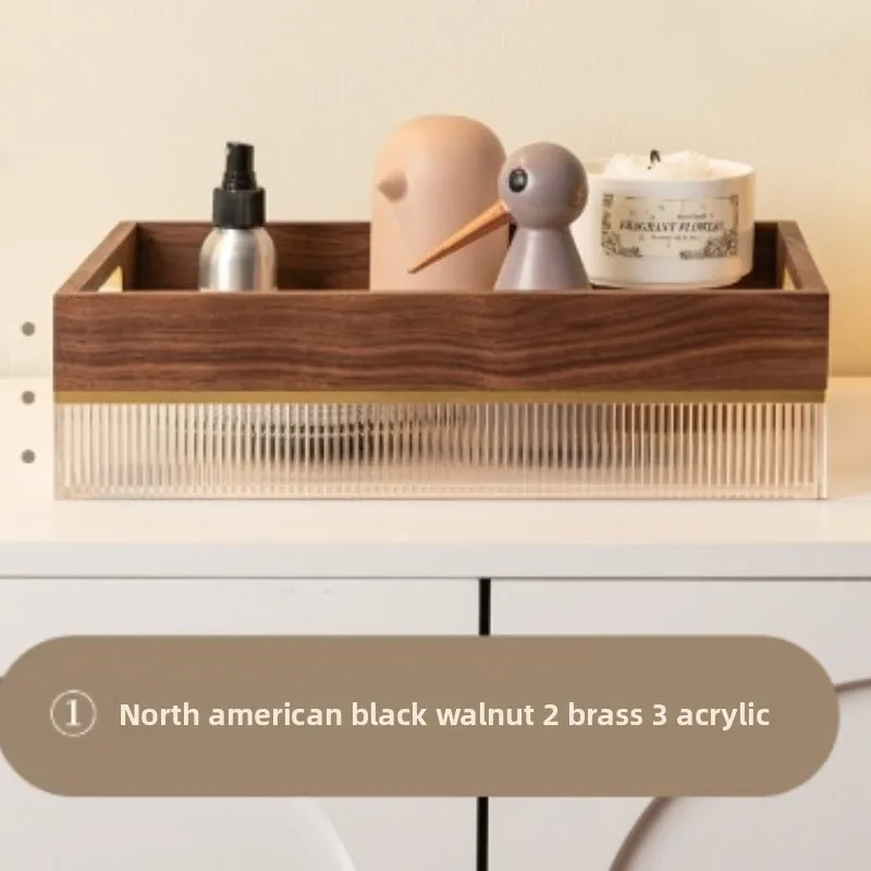 Boîte de rangement de maquillage en noyer noir, organisateur de jouets à domicile, panier de rangement divers, coffre pour cuisine et salon