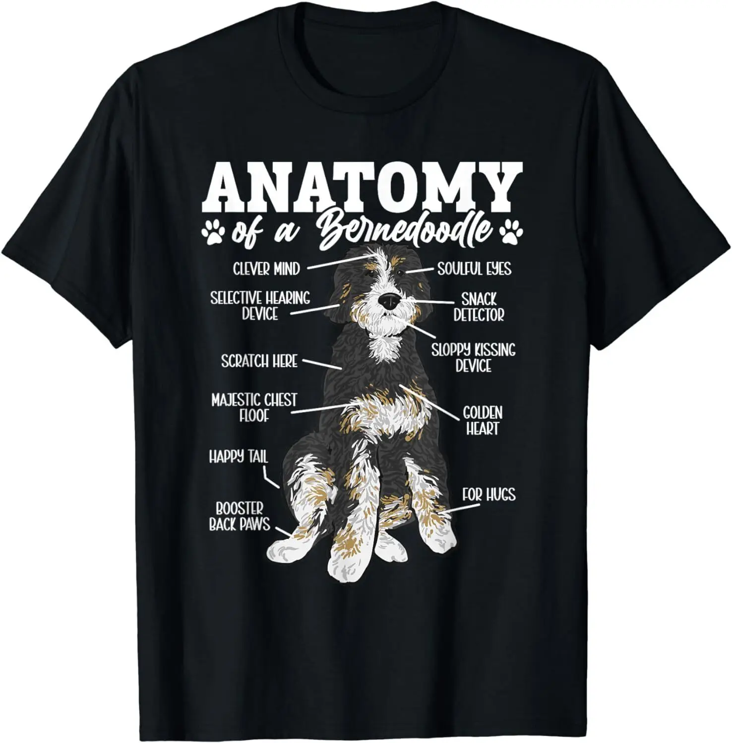 NEW! Bernedoodle Dog Anatomy Of A Bernedoodle Dog Lover T-Shirt - MADE IN USA