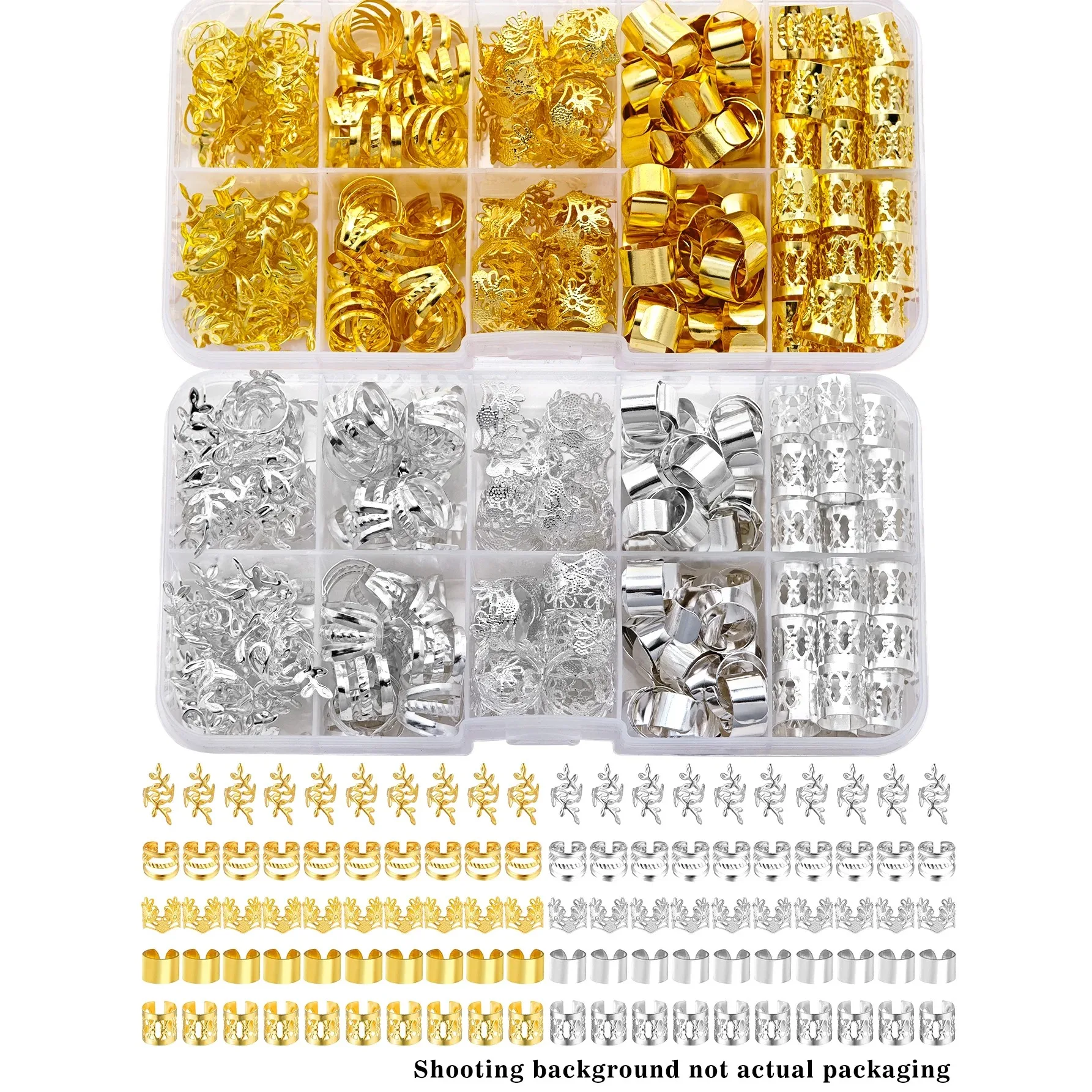 100 piezas elegantes joyas para el cabello de aleación dorada para trenzas, color sólido - Accesorios de inspiración vintage para rastas de hombres y mujeres