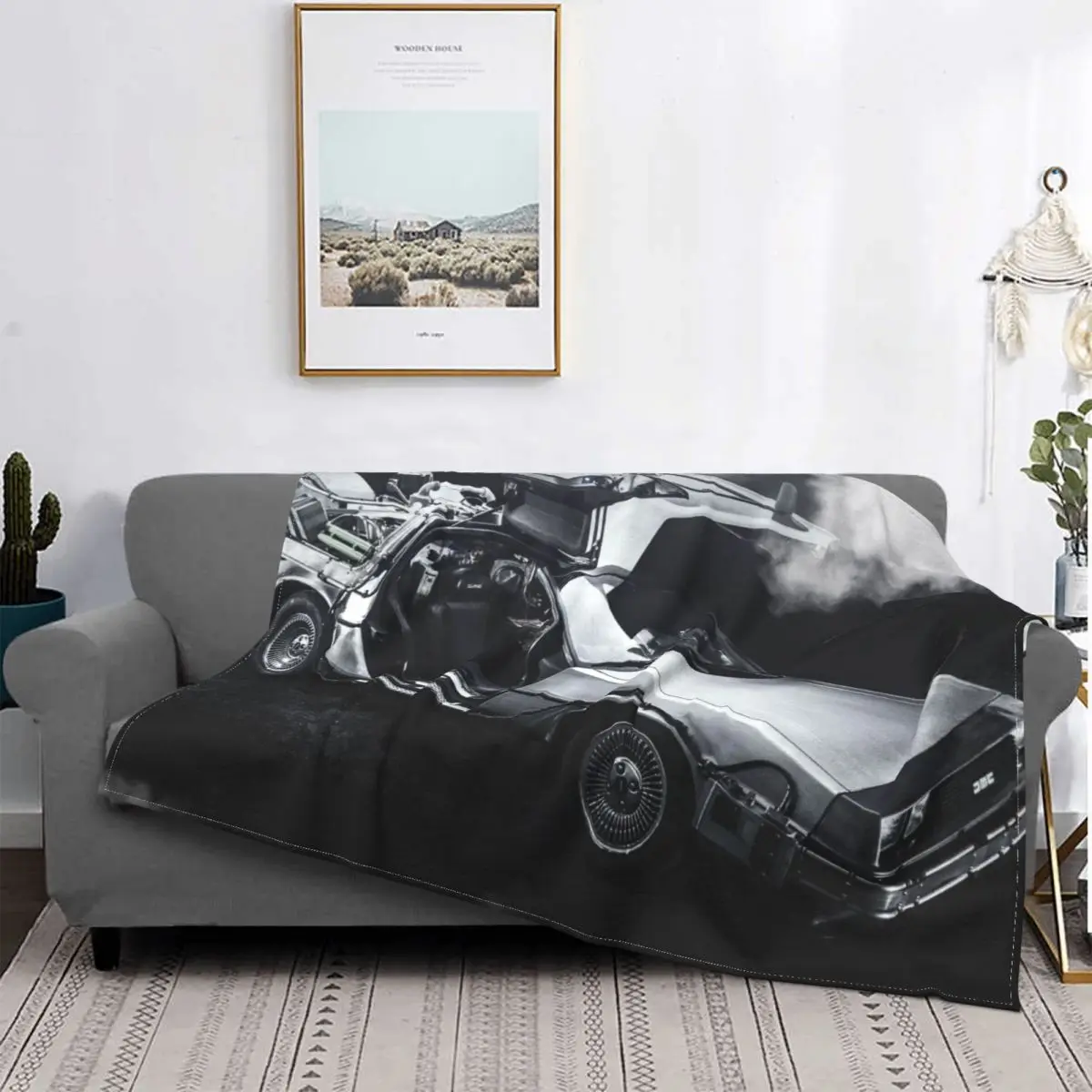 DMC Automobile Blanket Fleece Plush Autumn/Winter Breathable Plaid Delorean Car Poster Throw Blankets For home Plush Thin Quilt