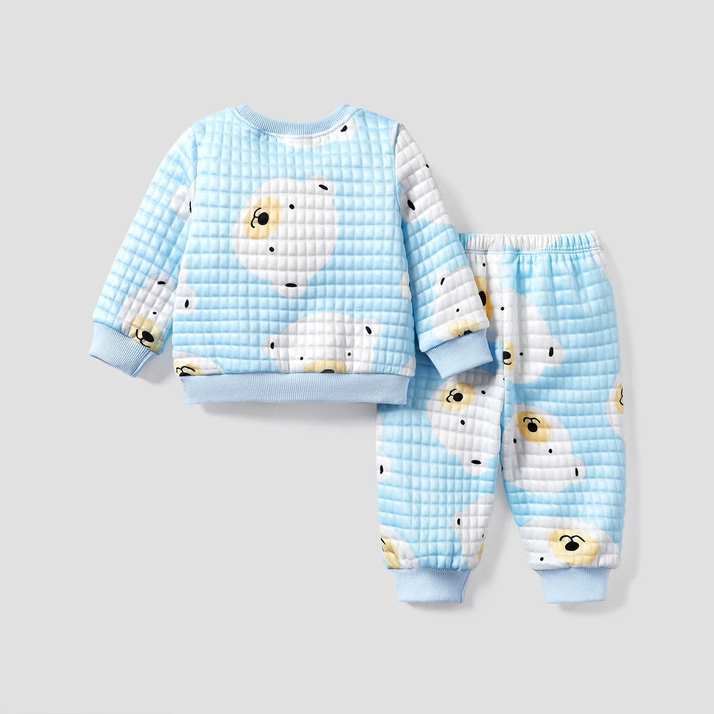 PatPat  2PCS Baby Boy Childlike Bear  Pattern Set Soft and Comfortable  Perfect for Outings and Daily Wear Basic Style