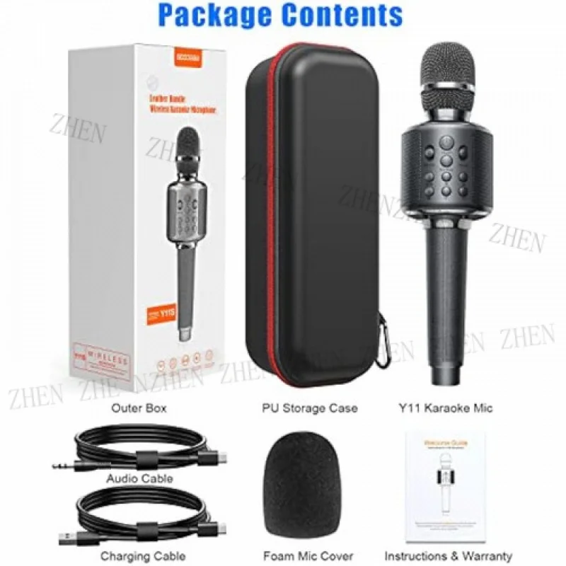 ميكروفون كاريوكي بلوتوث للأطفال والكبار، لاسلكي قابل لإعادة الشحن