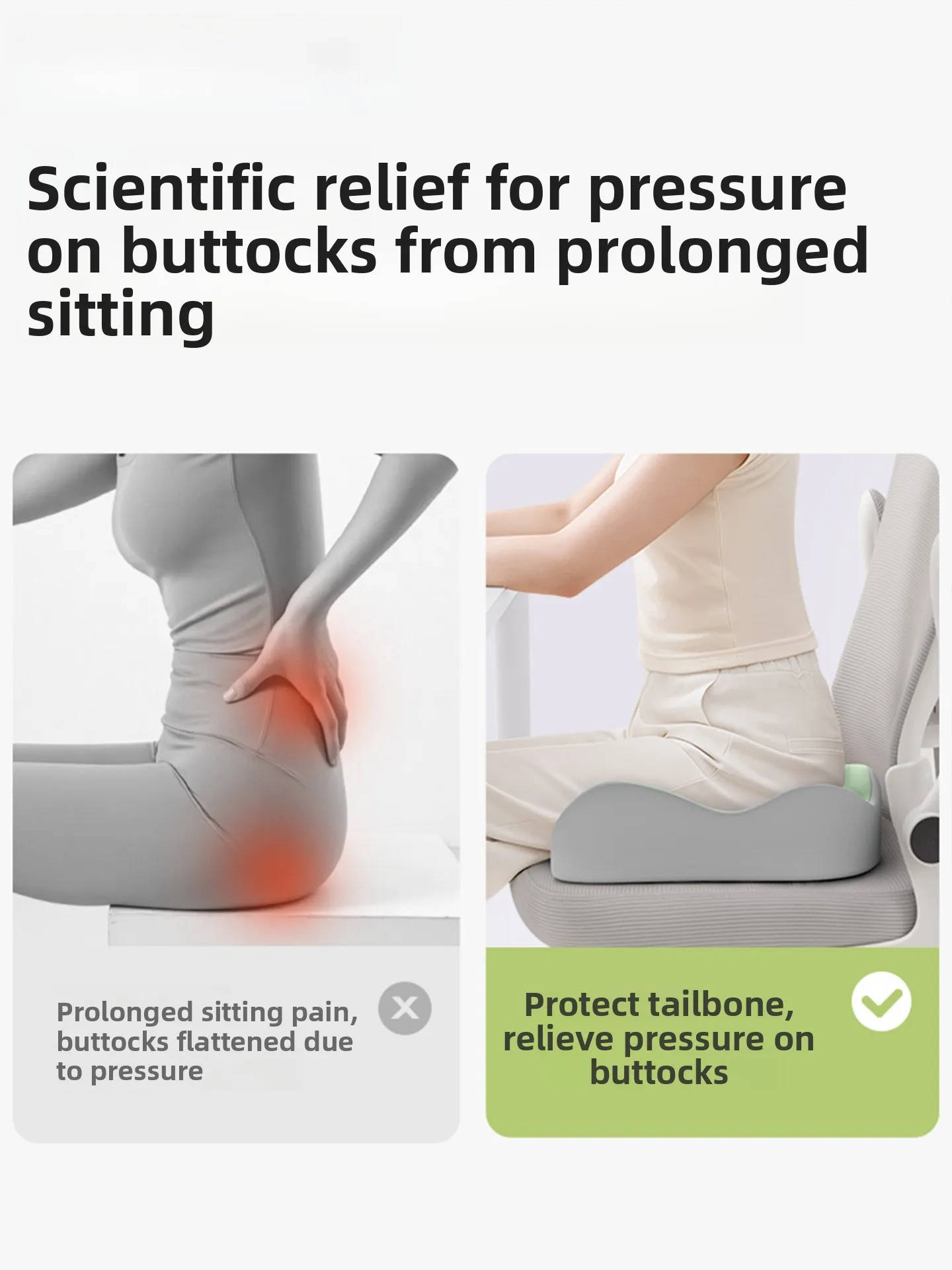 Office Chair Cushion Back Support Long Time Sitting Pain Relief Assorted Shapes Breathable Memory Foam  Pad Universal Use