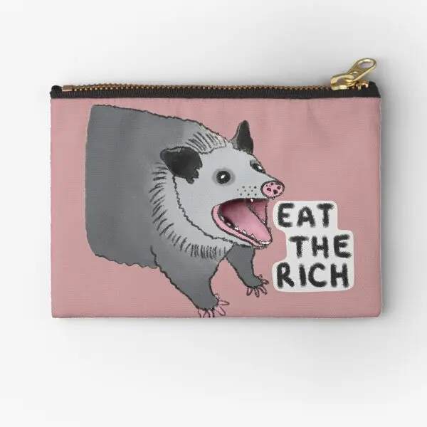 Eat The Rich Possum  Zipper Pouches Men Packaging Small Pure Key Women Pocket Storage Money Socks Underwear Bag Cosmetic Panties