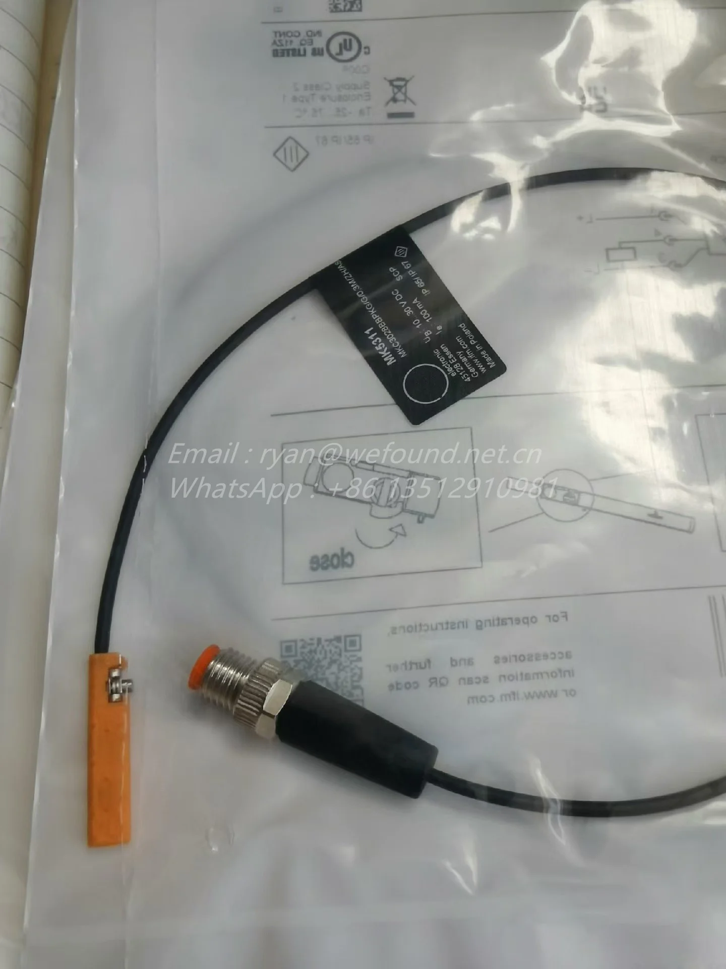 MK5311 for IFM Cylinder sensor with GMR cell, MKC3028BBPKG/G/0,3M/ZH/ASR