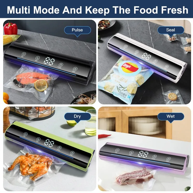 BIESUO Kitchen Vacuum Sealer Touchscreen Degasser Digital Display Home with Voice Prompt Vacuum Packaging Machine Comes With