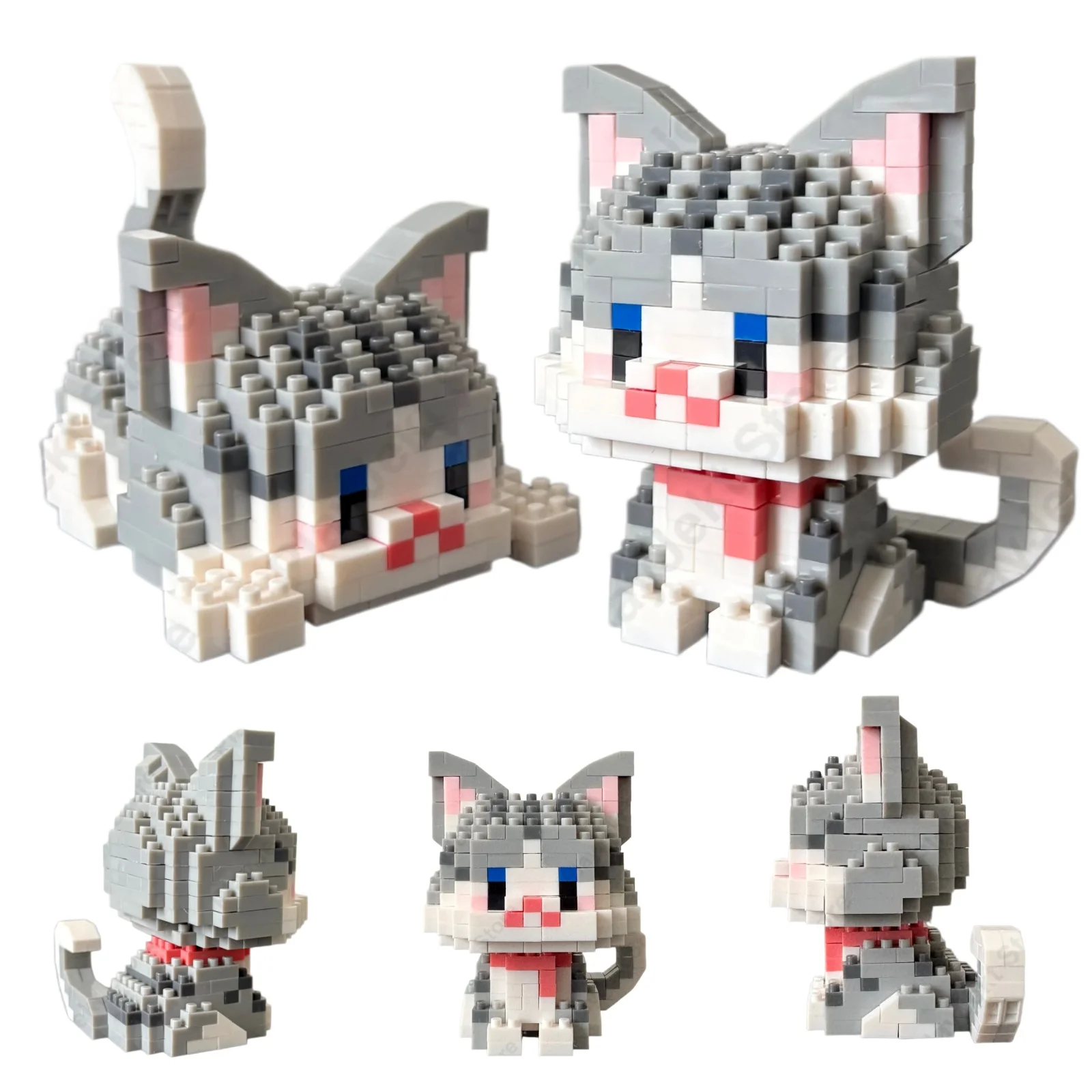 

DIY Silver-Tipped Kitten Mini Building Blocks Single Box 2-in-1 Kitten Assembly Toy Educational Toy for Kids Kitten toys