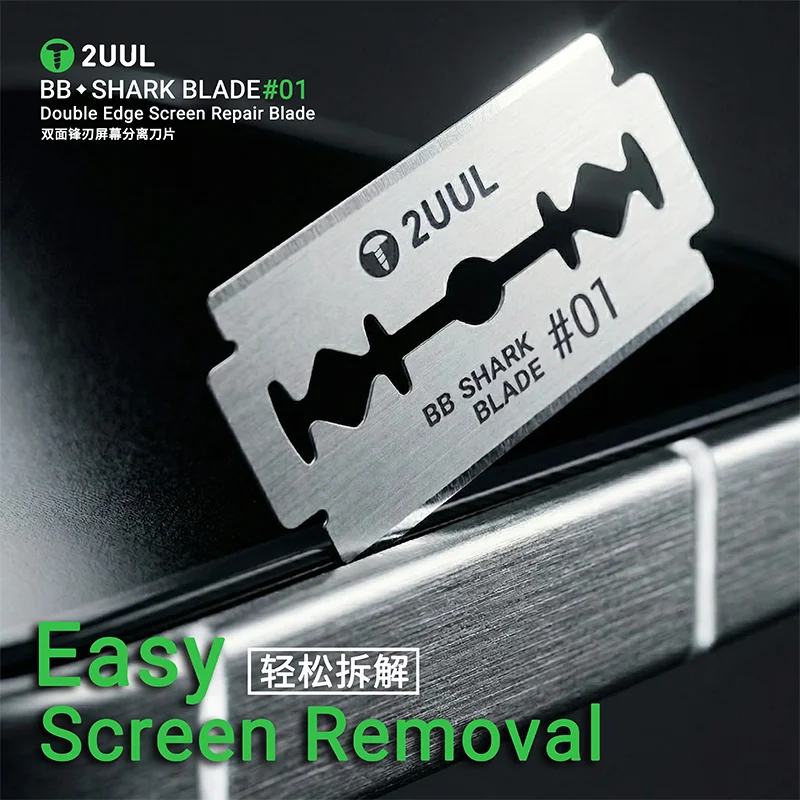 

2UUL BB SHARK BLADE 01 Double Edge Screen Repair Blade Carbon Steel Blades for Curved Flat Screen Phone Repair Disassembly