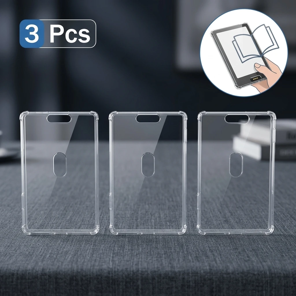 For XTEINK X4 Pro E-Book Transparent TPU Case Full Coverage Airbag Shockproof Protective Cover Anti-Scratch Anti-Drop Soft Shell