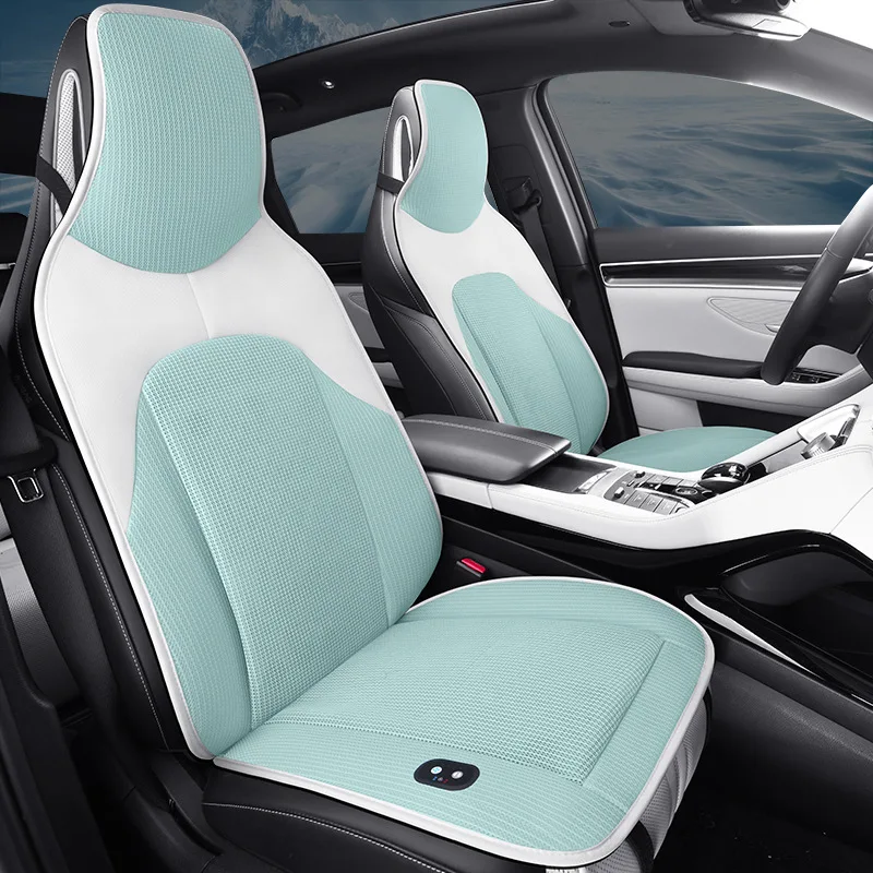 Summer Car Seat Cool Ventilation Cushion Sheet with 16 Fans Massage Universal Fit for Truck And Car Pink Green 12V/24V