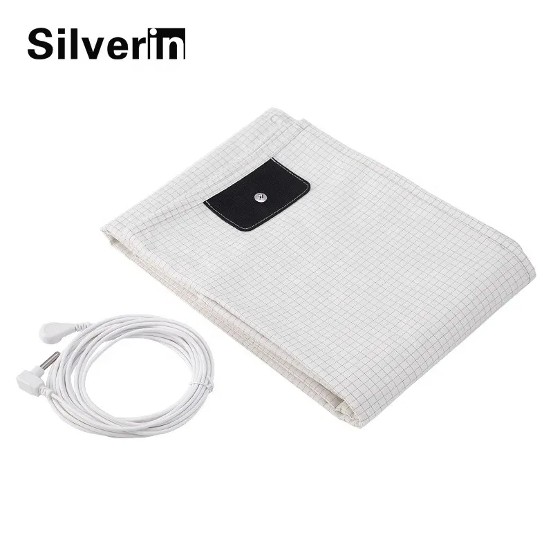 Grounding Sheet 10% Silver Fiber & Organic Cotton- Conductive with Grounding Cord, Grounding Keep Good Sleep, Natural Health