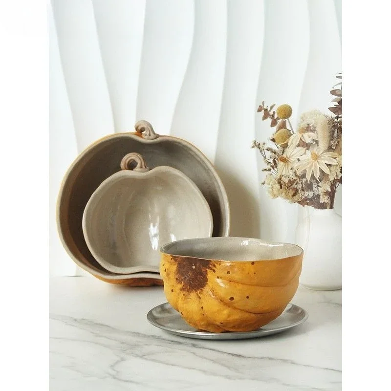 Pumpkin tableware, rice bowl, yogurt bowl, vegetable underglaze glaze, matte glaze, creative
