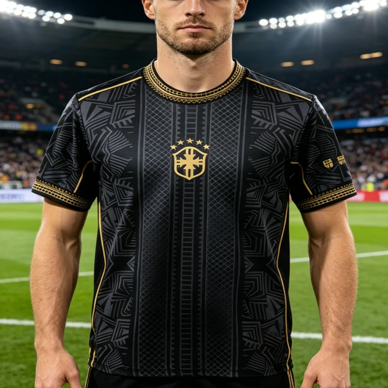 Camisa de Futebol Edição Especial Brasil 2026 Nova e Moderna para Homens e Mulheres, Respirável, de Secagem Rápida e Confortável, Camisetas para Família e Crianças