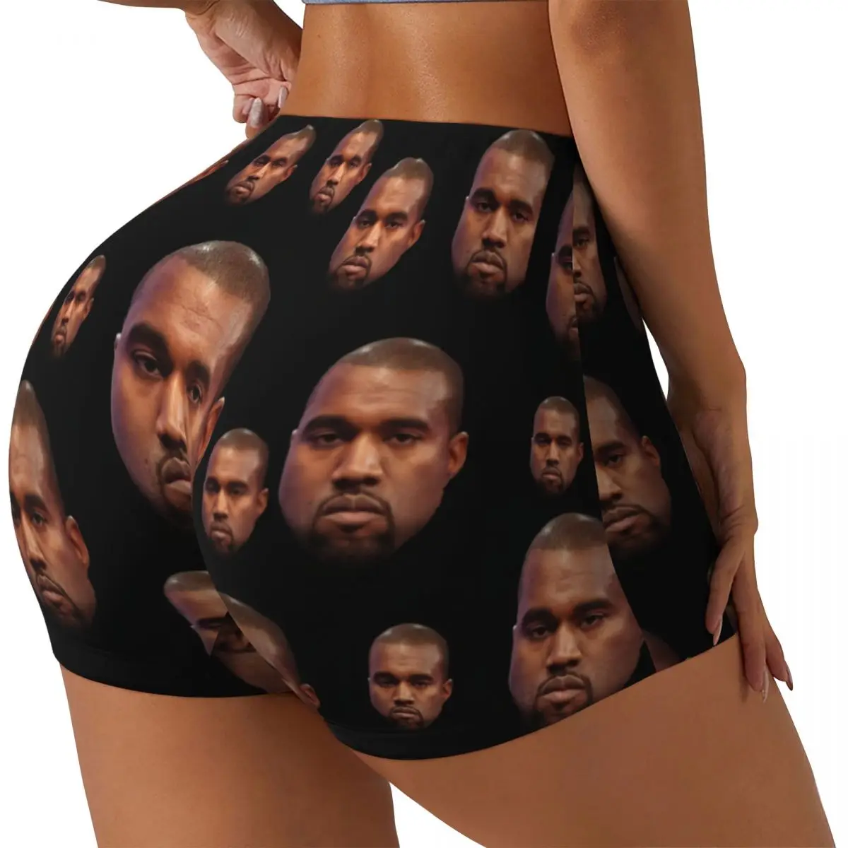 Custom Rap Kanye West Hip Hop Funny Gym Biker Running Shorts for Women Workout Yoga Shorts