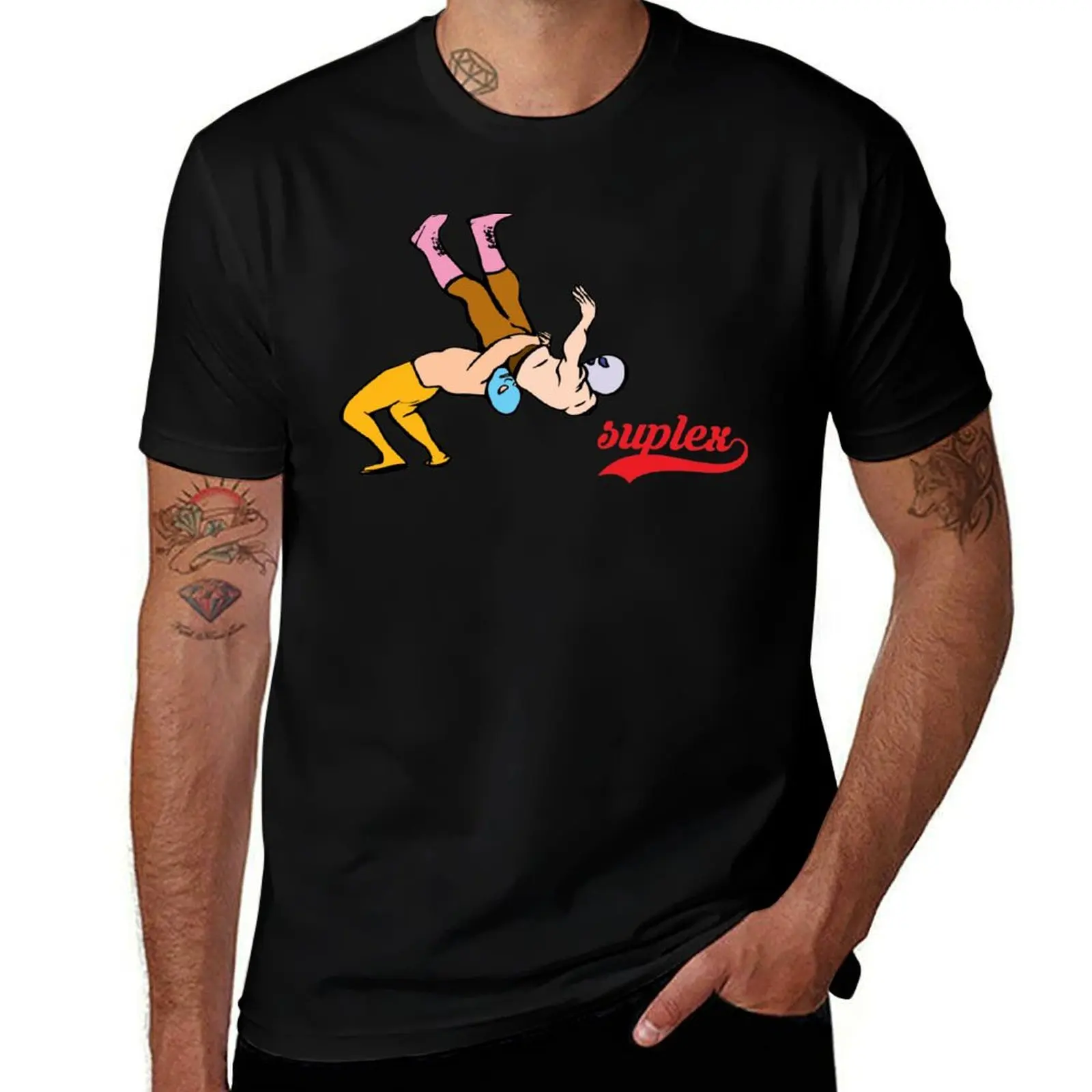 suplex clench mexican wrestling T-Shirt Vintage Style Printed Top