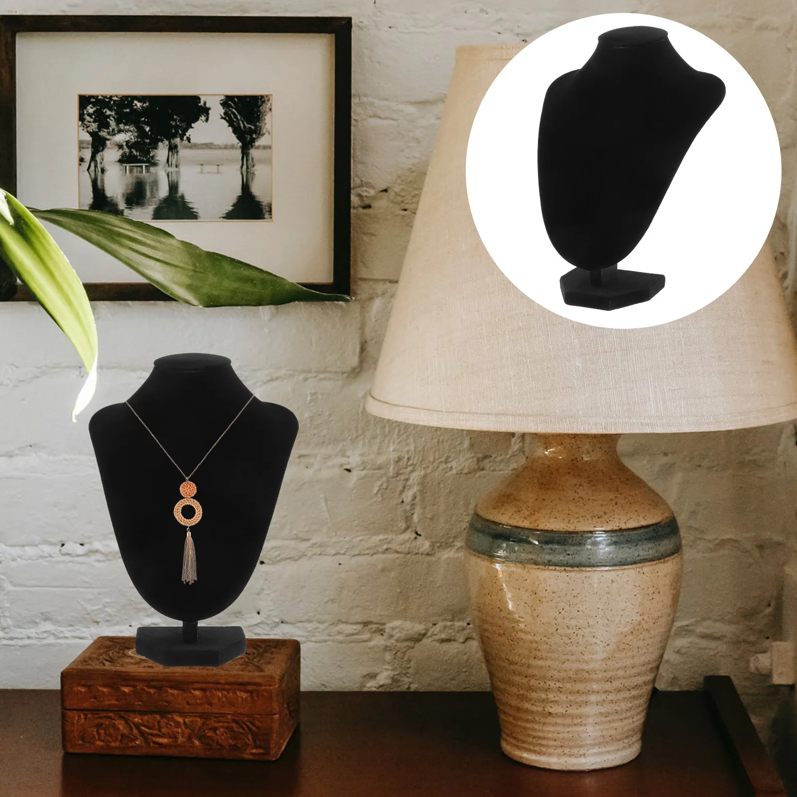 

Black V-Shaped Necklace Display Bust Adjustable Jewelry Stand Holder Organizer for Retail Boutiques Necklaces Pendants