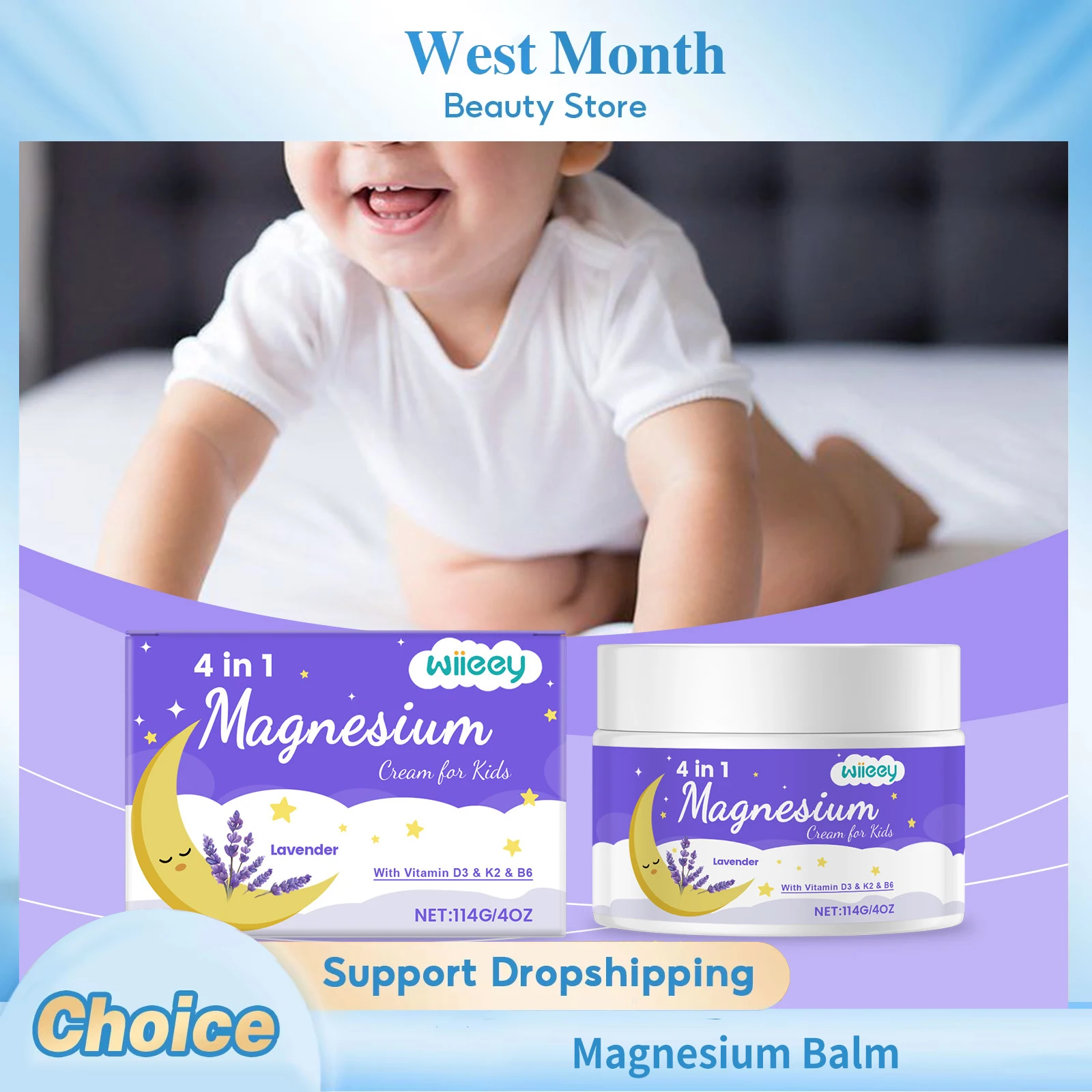 Magnesium Balm Repair Damaged Skin Nourishing Anti Drying Soften Skin Soothing Anti-Allergy Calming Moisturizing Kids Body Cream