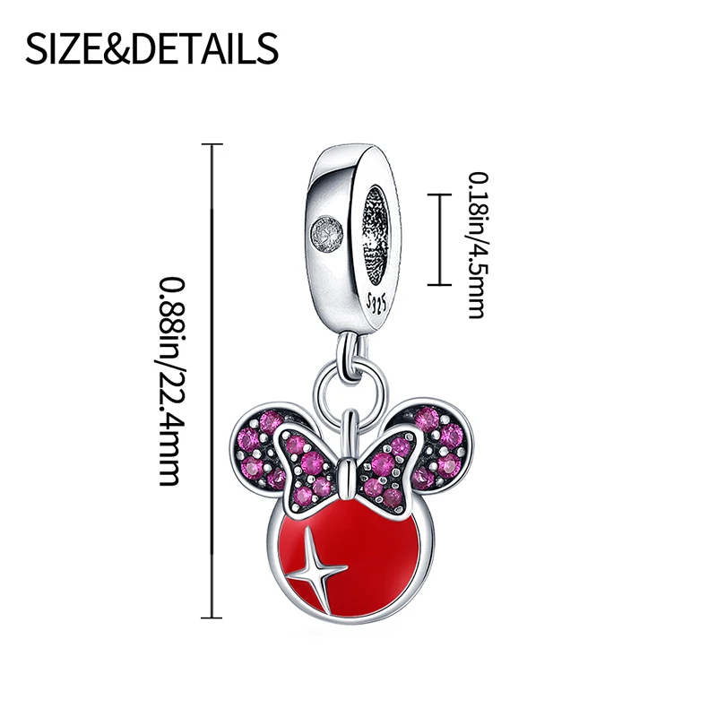 Disney Exquisite Minnie Head Charm Beads Fits Pandora Original Bracelet For Women 925 Silver Pendant Bead Jewelry Hot Sale Gift