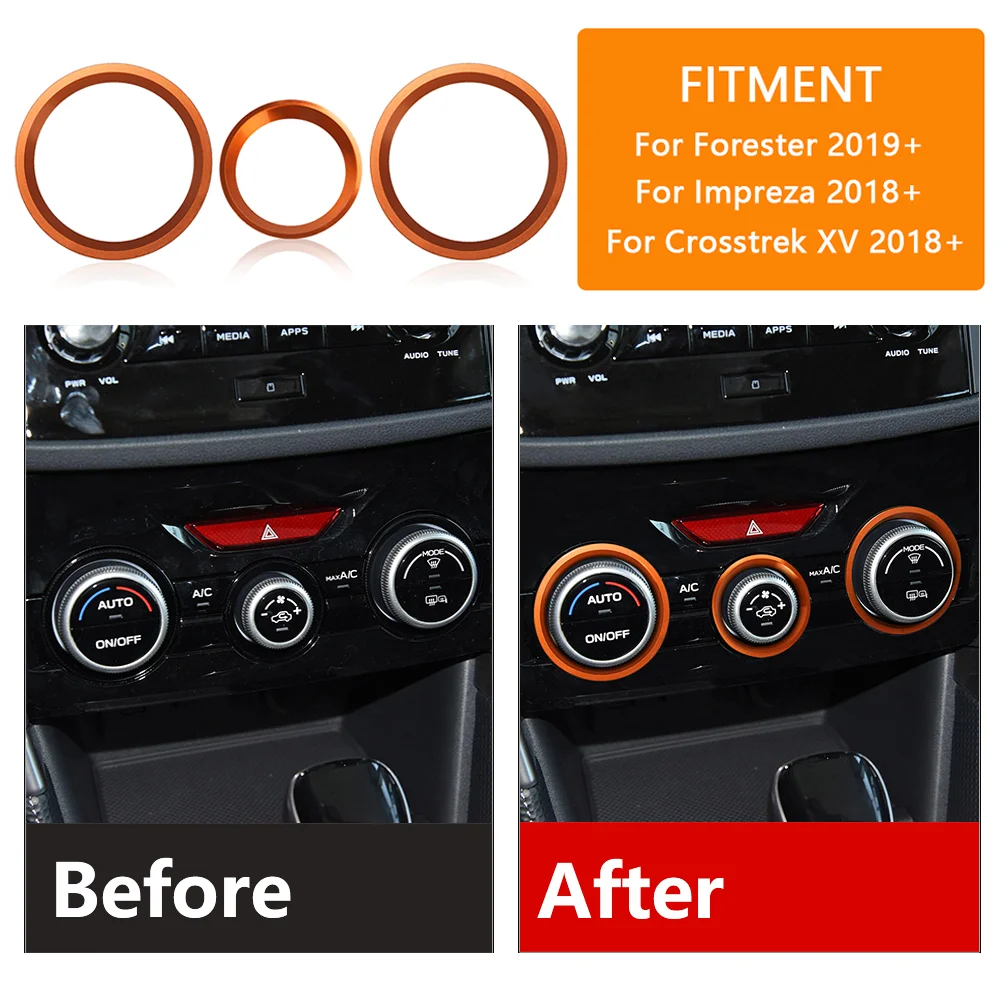 Car Air Condition Switch Knob Decorative Outer Ring For Subaru Forester 2019 2020 2021 2022 2023 Crosstrek XV Impreza 2018-2023