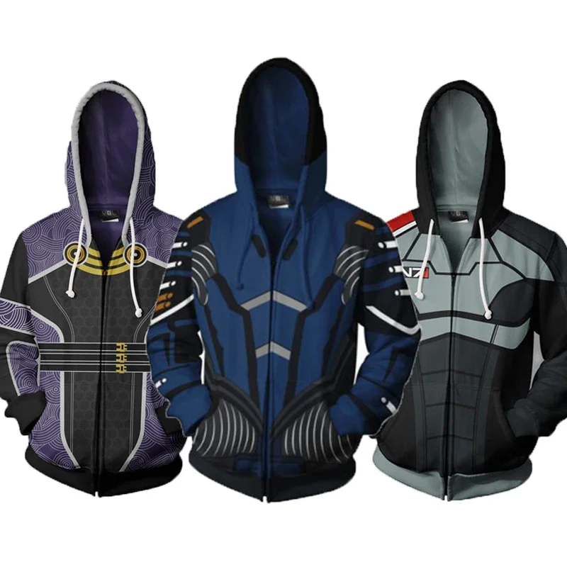 Game Mass Effect Jacket Clothing Clothes N7 Full Zipper Mens Hoodie Sweatshirt Male Hoodies Coat Tops Autumn Long Sleeve Clothes