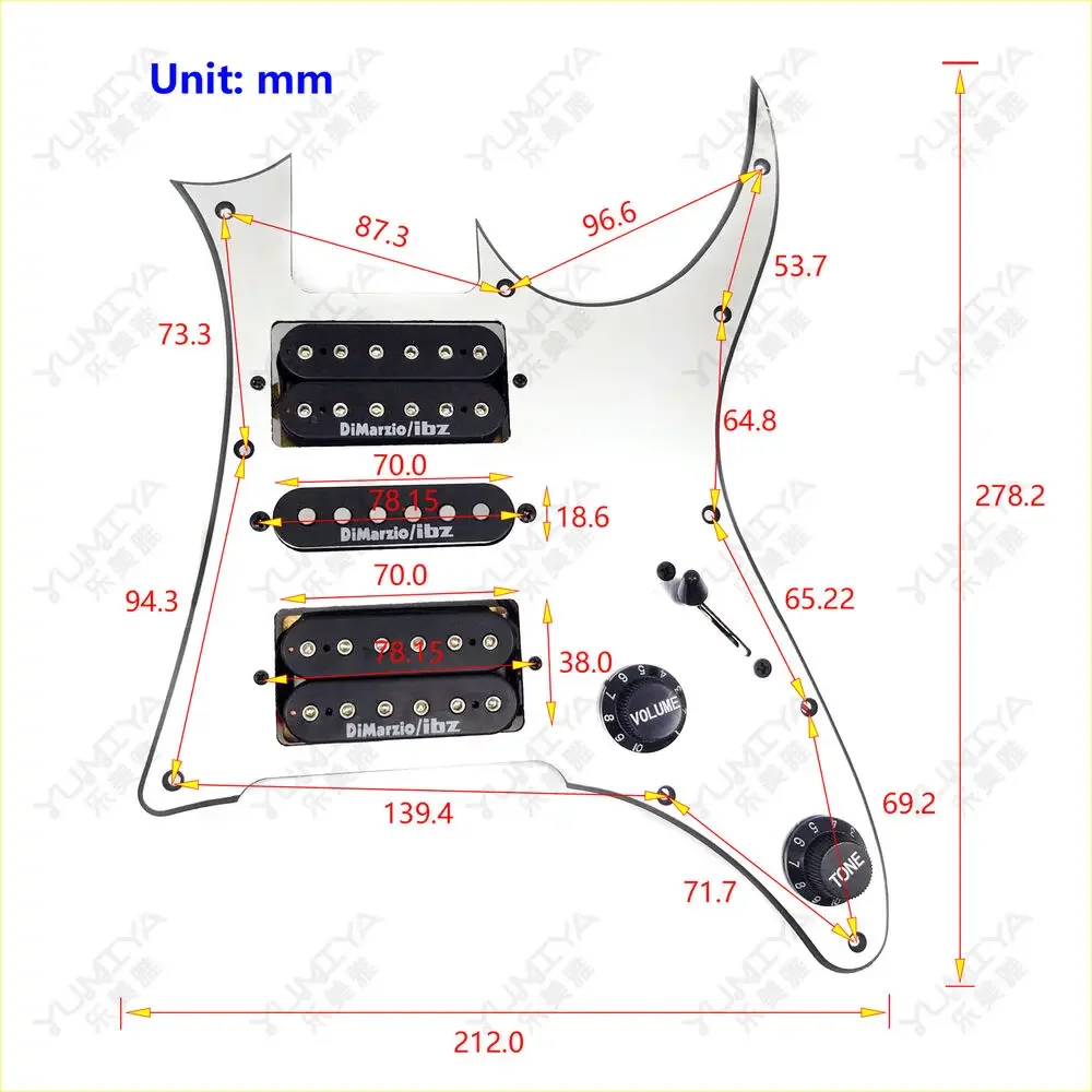 Guitar Prewired Loaded Pickguard with HSH Alnico 5 Humbucker Pickups Set for RG Electric Guitars Replacement Parts