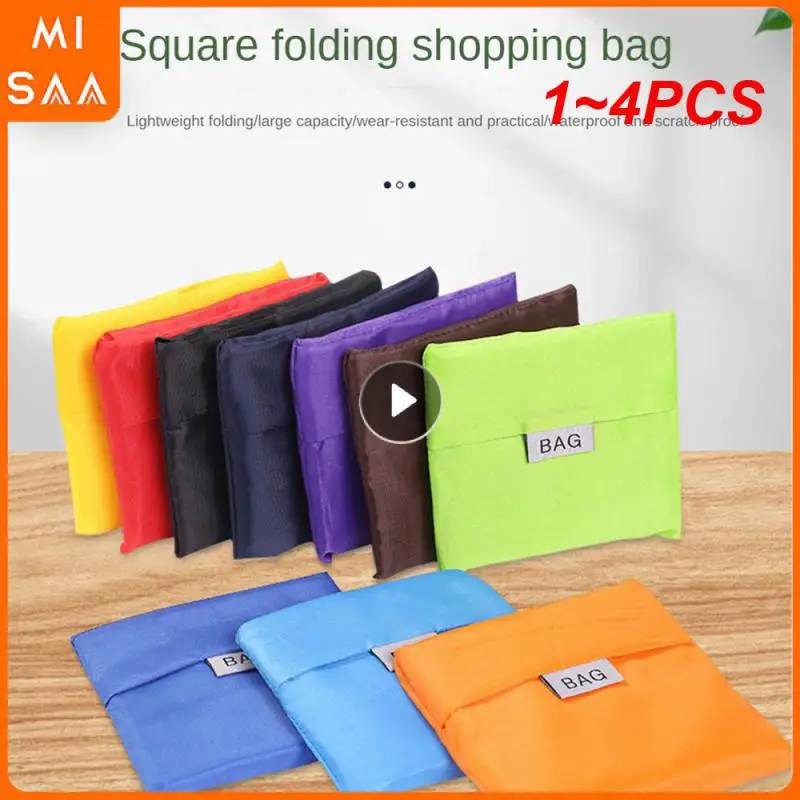 1~4PCS Shopping Bag Foldable Eco-friendly Hand Shoulder Reusable Shop Bags Grocery Bags Polyester Bag