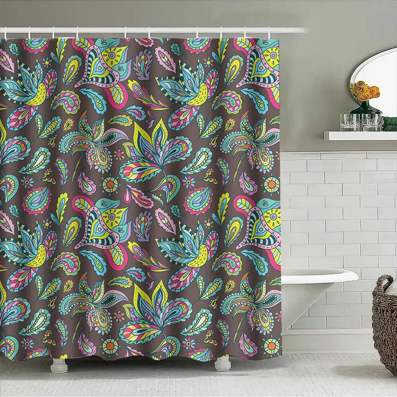 

Colorful Floral Shower Curtain 3D Printed Bath Decor for Home Decoration (Dark Brown, Multicolor) SizeL84 x W72 Inches [AliExpre