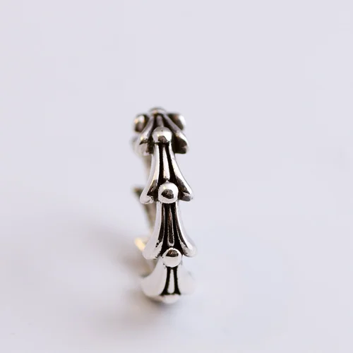 Korean style S925 Sterling Silver Phoenix tail ring trendy punk style ring men's and women's Fishbone personalized ring