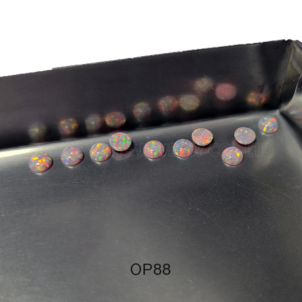 20/50 Pieces Grey Beads for Bracelets Good Fire Opal Round Flat Back Stones for Jewelry Making