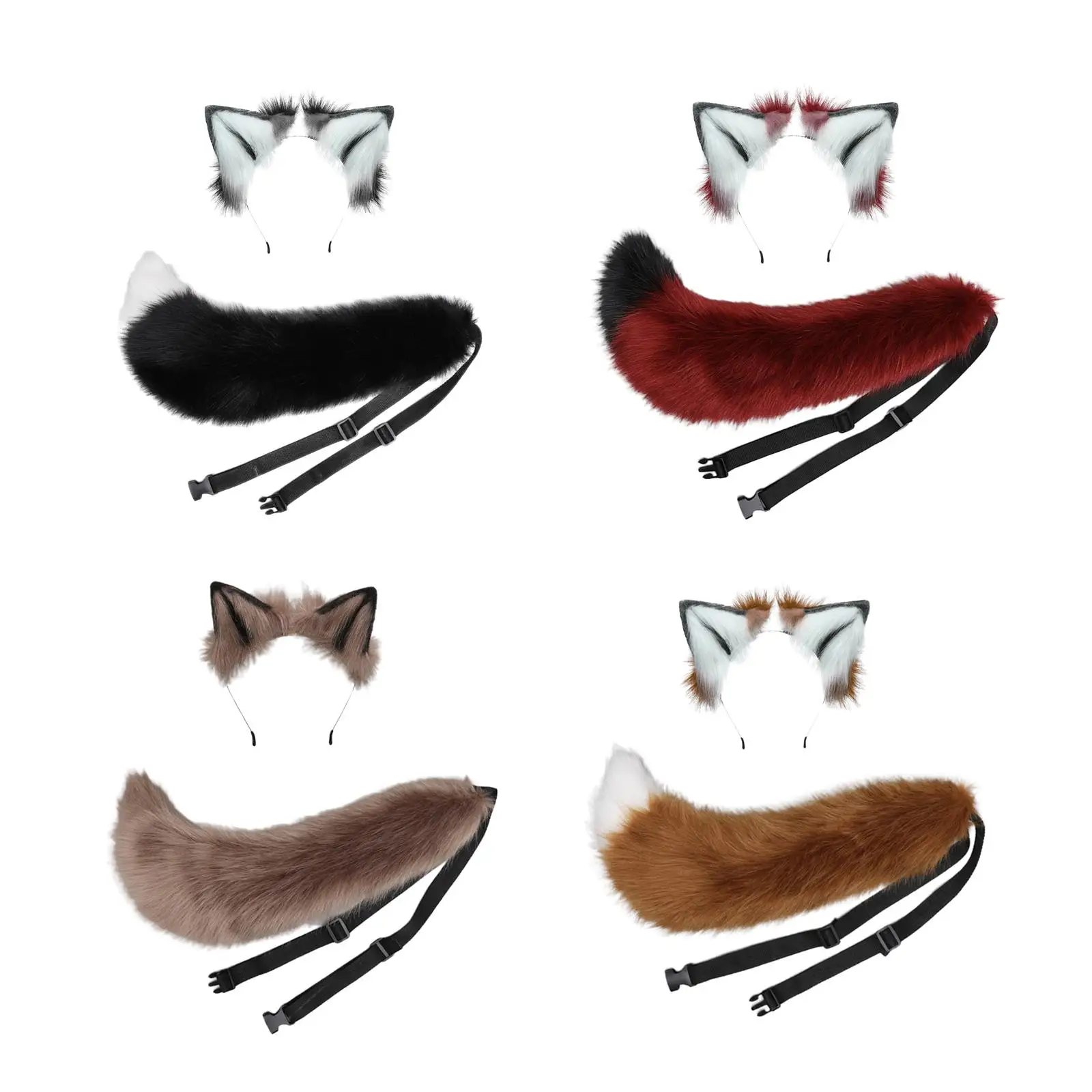 Wolf Ears Tail Cosplay Costume Suit Hair Accessories Hair Clip for Halloween