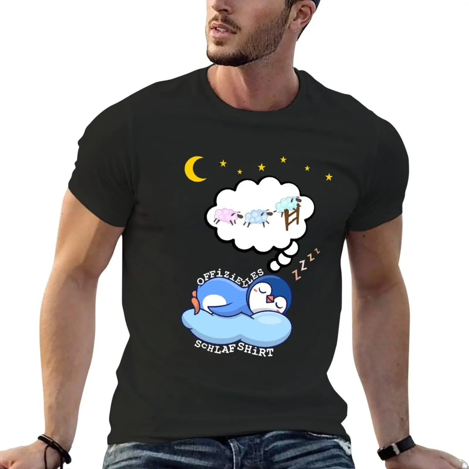 Official Sleep Shirt Penguin Counting Sheep T-Shirt baggy shirts anime stuff luxury clothes men