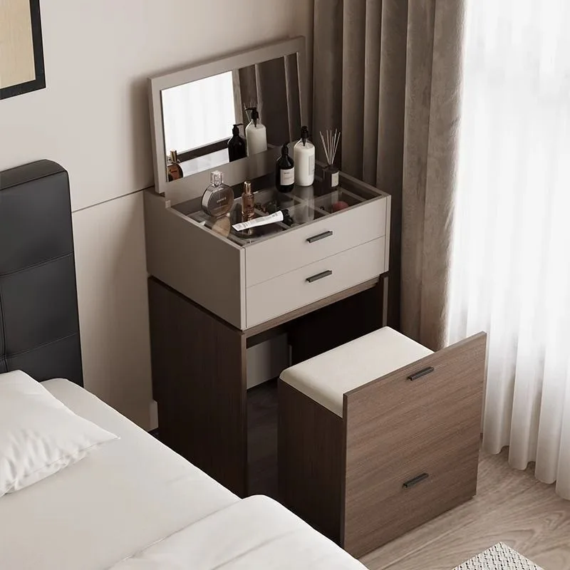 Bedroom modern small apartment mini clamshell dressing table bedside storage cabinet integrated