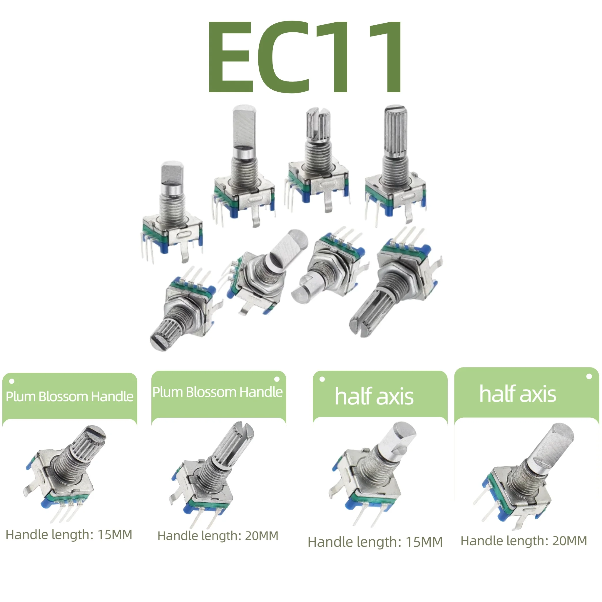 5PCS/Lot Ec11 Rotary Encoder Switch 15/20mm Plum Blossom Handle Half Shaft 20 Bit Pulse Digital Signal Potentiometer