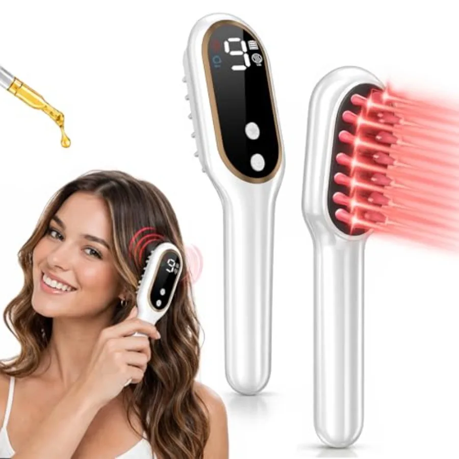 

Red Light Scalp Massager Brush with Oil Applicator Electric Vibrating Hair Growth Comb LED Light Therapy Scalp Care Tool Cordle