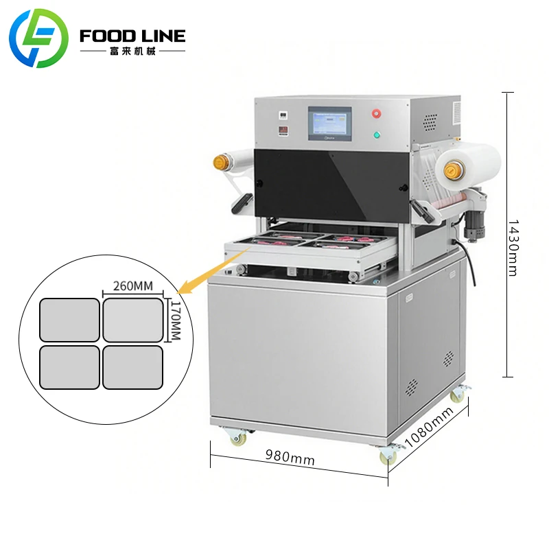 Premium Continuous Map Tray Sealing Machine Potatoes Modified Atmosphere Vacuum Packaging Machine