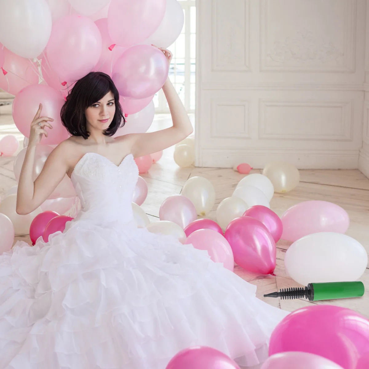 

3pcs Balloon Inflator Hand Push Pumps Plastic Inflatable Pump For Party Birthday Festival Random Color